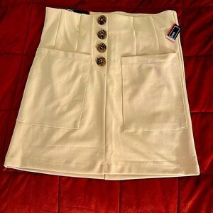 BBJ Los Angeles NWT Knit Crepe Mini Skirt, Pockets, pull on,‎ women  M, Sand/Tan